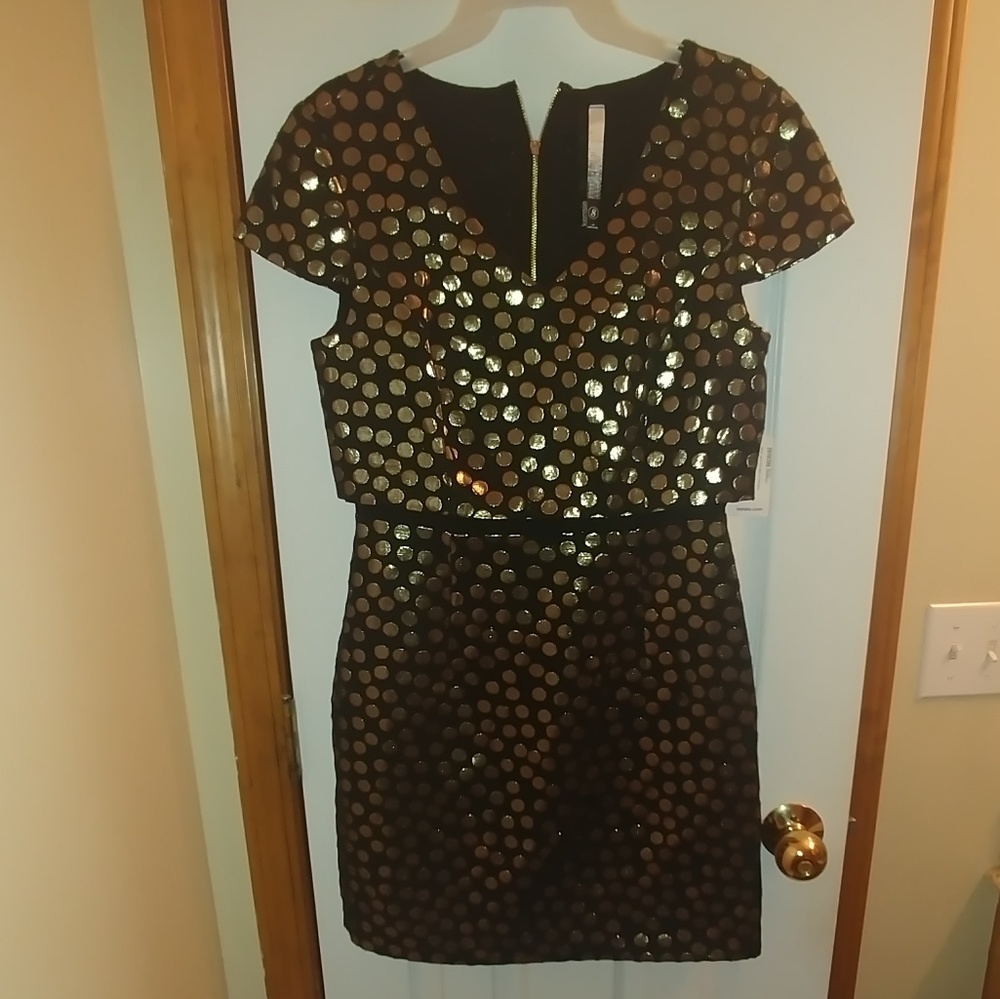 Kensie black and gold mini dress